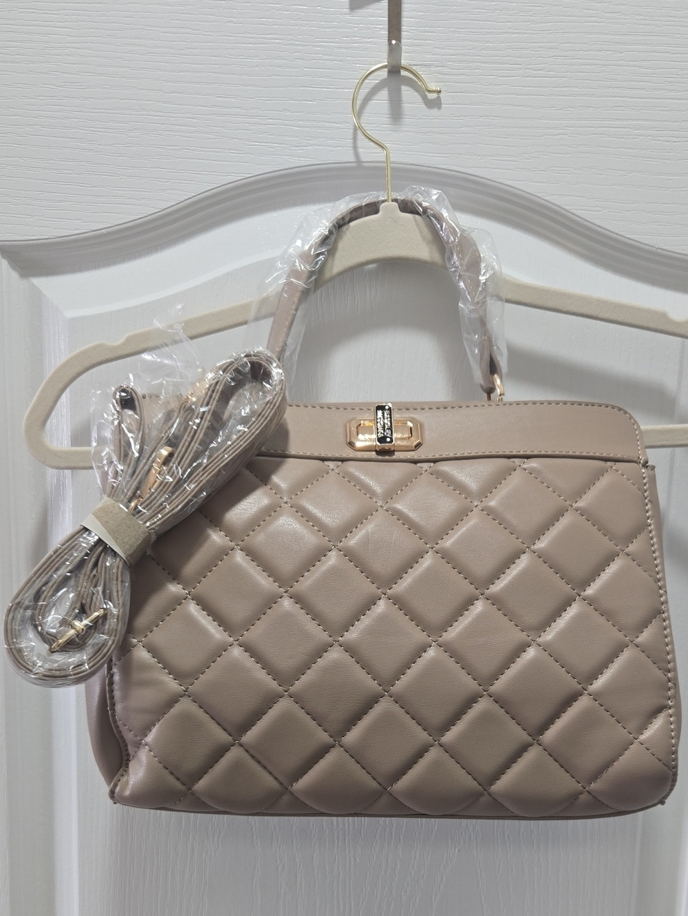 Badgley Mischka Quilted Shoulder Bag with Gold Hardware